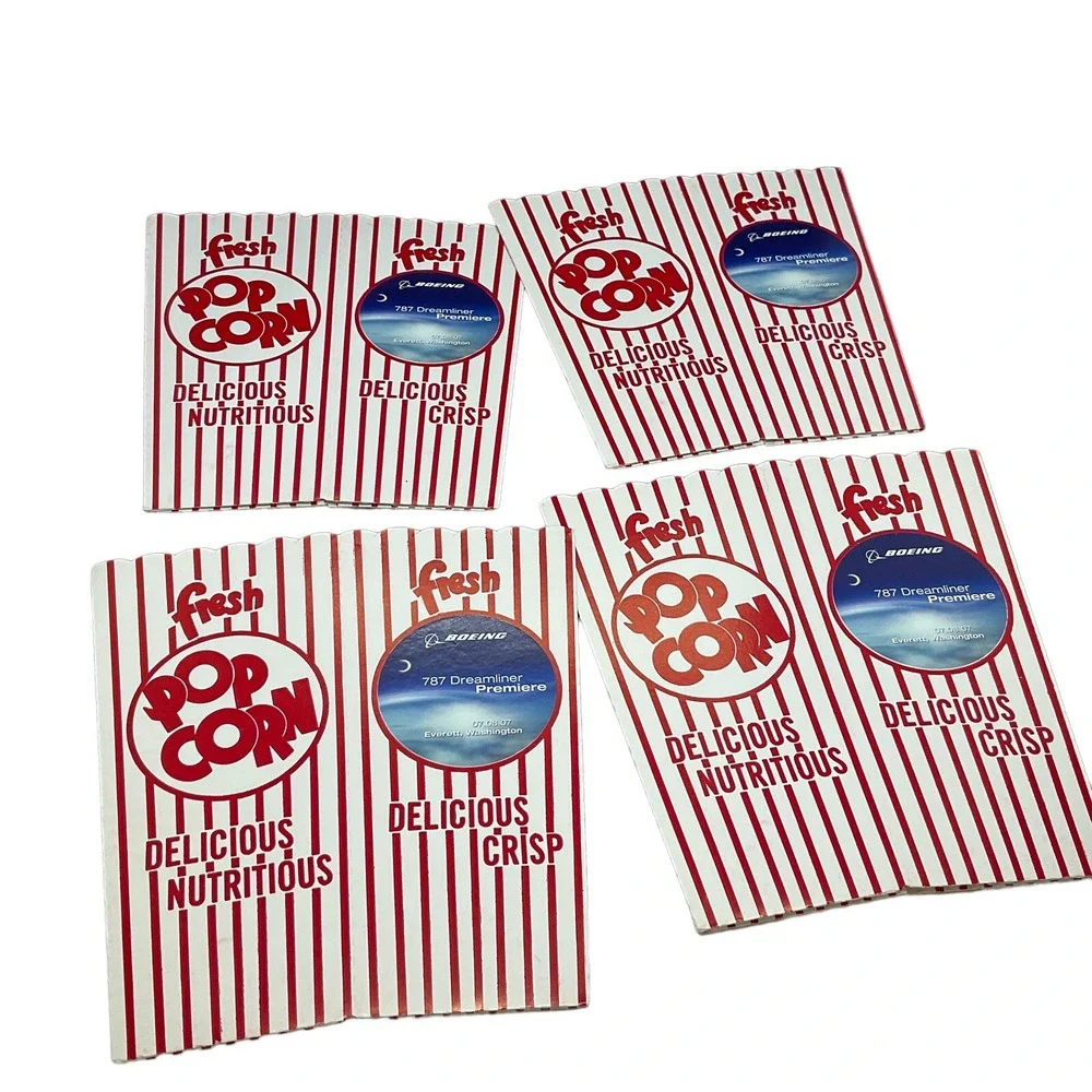 Set Of 4‎ Popcorn Carboard Square Tubs Boeing 787 Dreamliner Premier Celebration